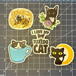 5 for $8! Black Cat Themed Stickers Waterproof and Vinyl